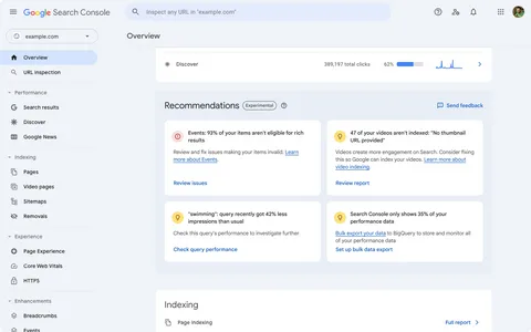GSC recommendation feature